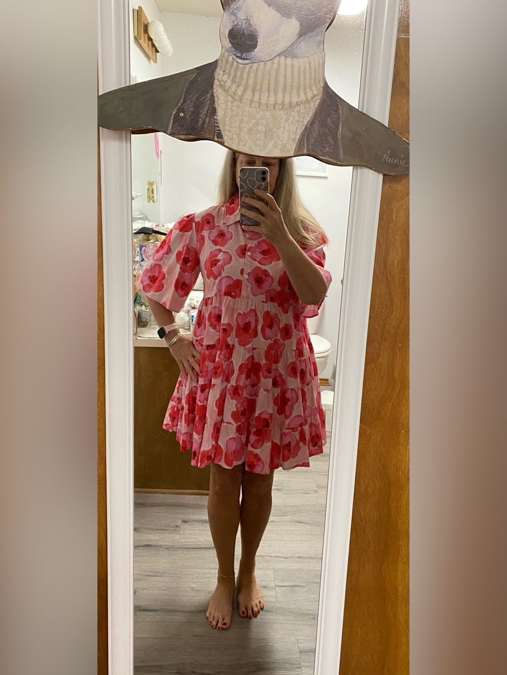 BiBi Pink & Red Floral Button-Up mini dress - Picture 9 of 9